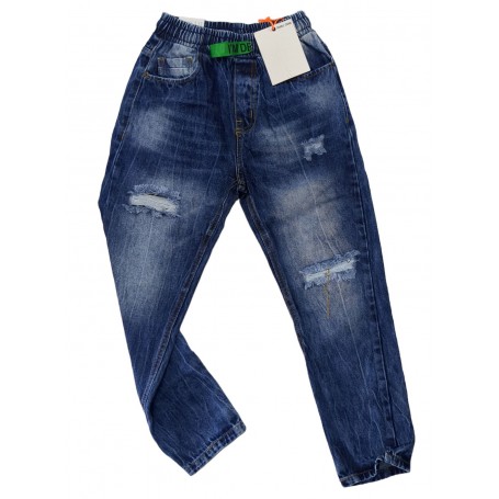 JEANS CON ELASTICO E STRAPPI 10/16A