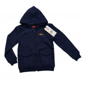 FELPA CON ZIP E CAPPUCCIO AERONAUTICA