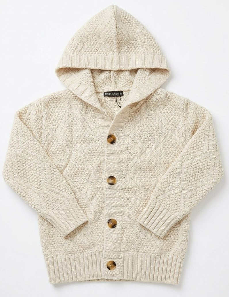 AM Kids - Cardigan con bottone e cappuccio