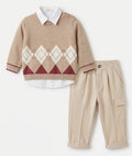 AM Kids - Completo con pantalone,camicia e maglioncino
