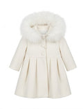 AM Kids - cappotto in panno con cappuccio in pelliccia neonata