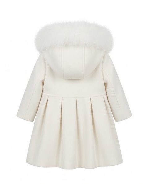 AM Kids - cappotto in panno con cappuccio in pelliccia neonata
