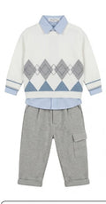 AM Kids - completo tre pezzi maglioncino, camicia e pantalone, neonato
