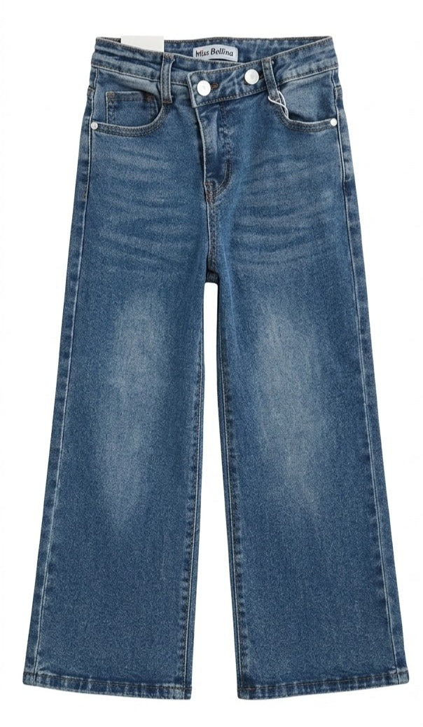 AM Kids - jeans doppio bottone largo bambina