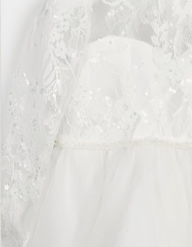 AM Kids - Abito con strascico elegante in pizzo