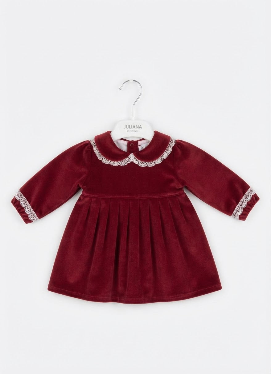 AM Kids - Abito in vellunto con colletto ricamato