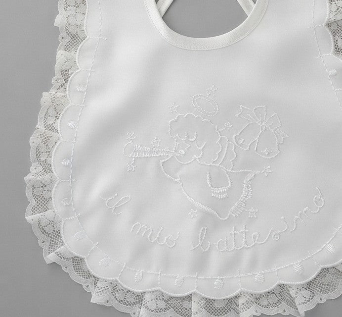 AM Kids - Bavetta battesimale in seta con fiocco