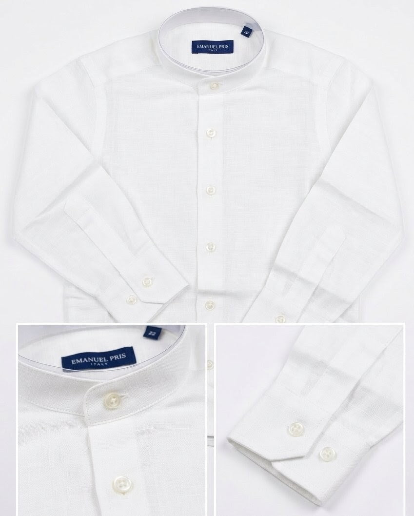 AM Kids - Camicia manica lunga coreana in lino