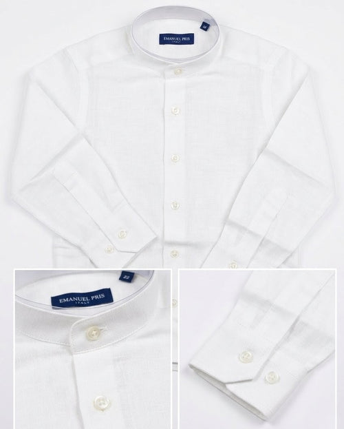 AM Kids - Camicia manica lunga coreana in lino