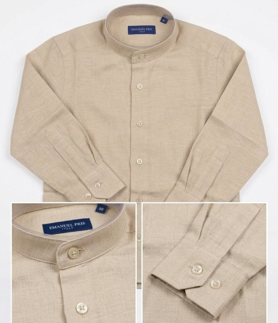 AM Kids - Camicia manica lunga coreana in lino