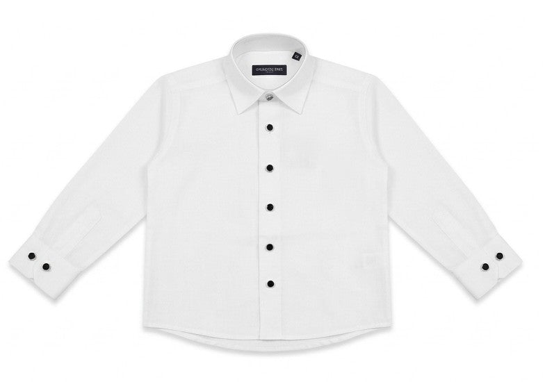 AM Kids - Camicia manica lunga in cotone con bottoni madreperla