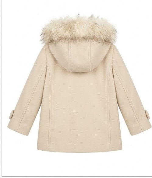 AM Kids - Cappottino in panno con cappuccio e pelliccia