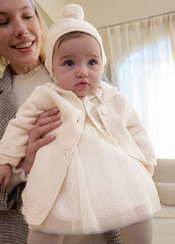 AM Kids - Cappotto tricot con cappello