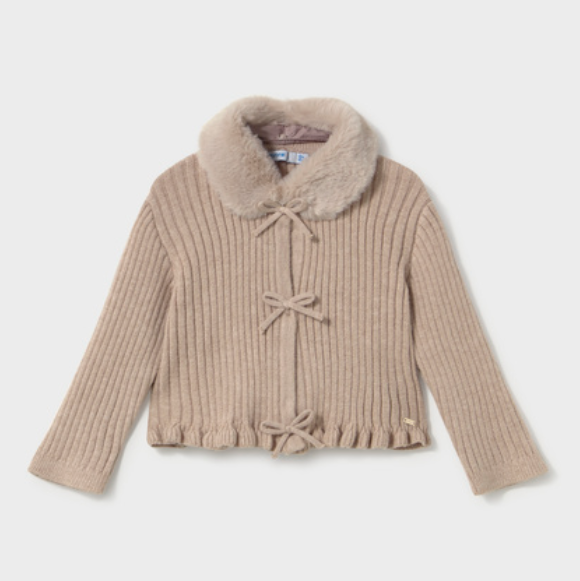 AM Kids - Cardigan tricot colletto pelliccia