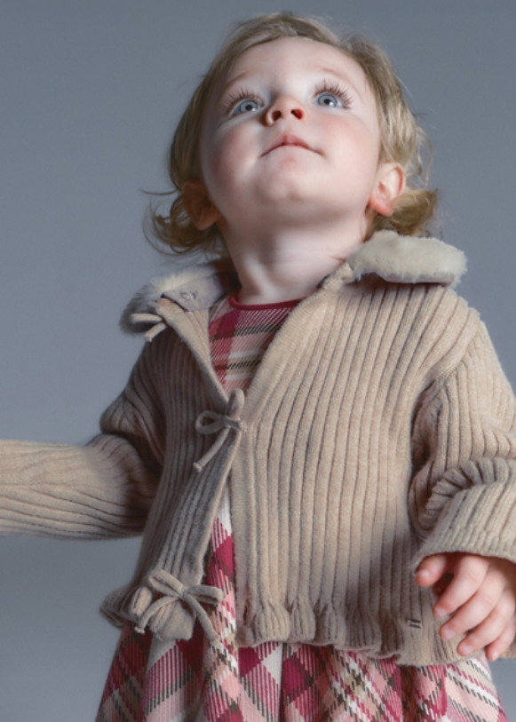 AM Kids - Cardigan tricot colletto pelliccia