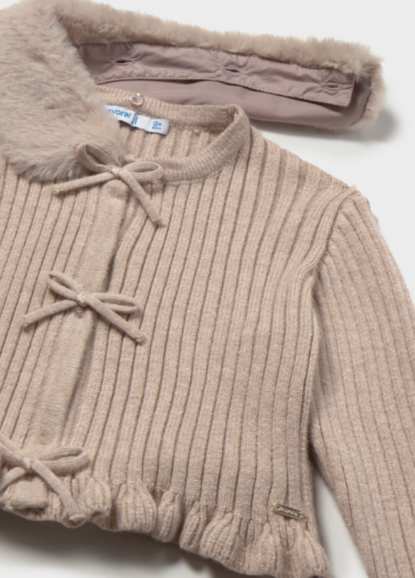 AM Kids - Cardigan tricot colletto pelliccia