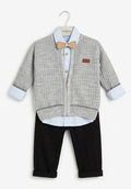 AM Kids - Completo con camicia,pantalone,papillon e cardigan