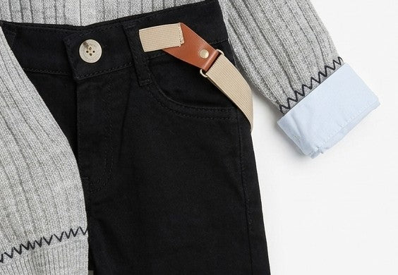 AM Kids - Completo con camicia,pantalone,papillon e cardigan