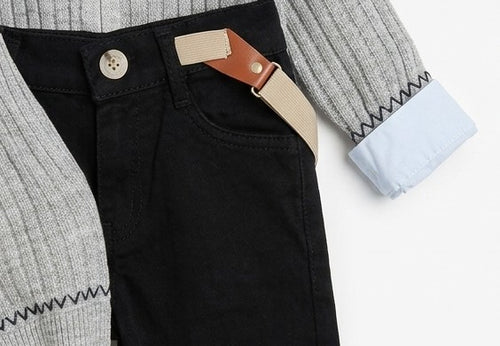 AM Kids - Completo con camicia,pantalone,papillon e cardigan
