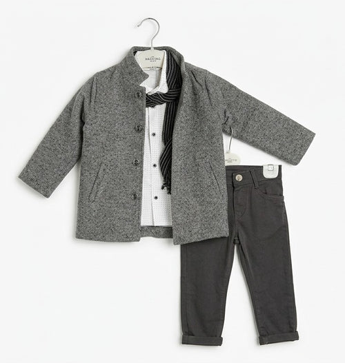 AM Kids - Completo con cappottino,camicia,papillon e pantalone