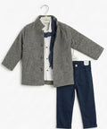 AM Kids - Completo con cappotto,camicia,foulard e pantalone