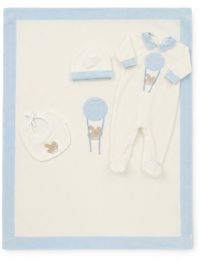 AM Kids - Completo con coperta,tutina,bavetta e cappello in ciniglia