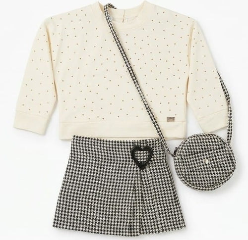 AM Kids - Completo con felpa oversize,gonnapantalone e borsetta