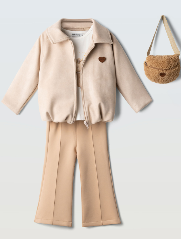 AM Kids - Completo con giacca di camoscioe marsupio