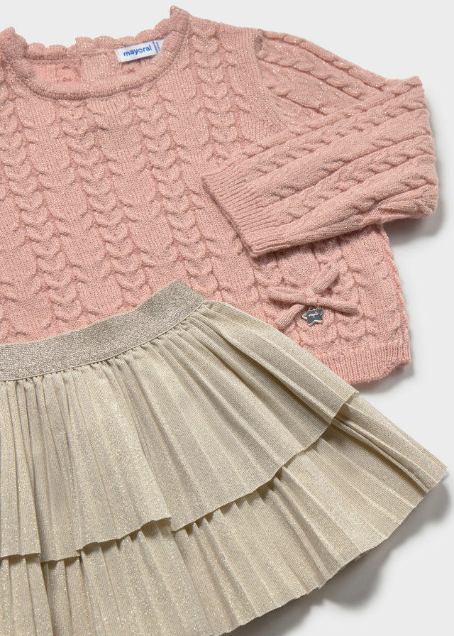 AM Kids - Completo con gonnellina plissettata e maglione