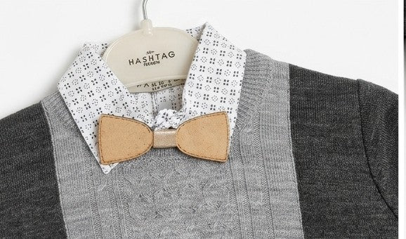 AM Kids - Completo con maglioncino,camicia,papillon e pantalone