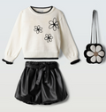 AM Kids - Completo con pantaloncino in pelle e borsetta