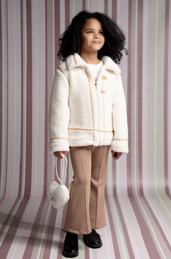 AM Kids - Completo con pantalone a zampa e giacca di pelliccia