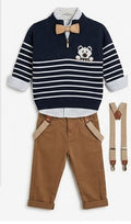 AM Kids - Completo con pantalone,camicia,papillon e maglioncino