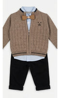 AM Kids - Completo con pantalone,camicia,papillon e pullover