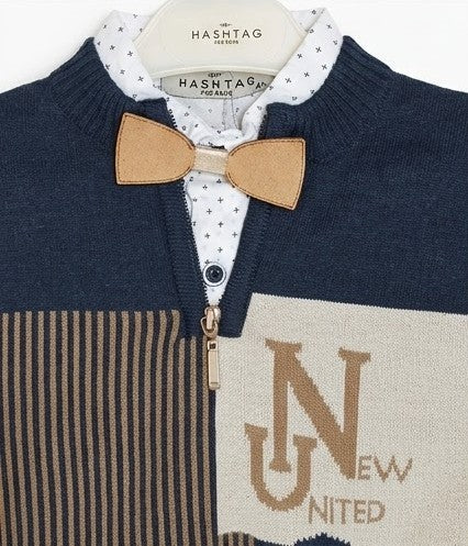 AM Kids - Completo con pantalone,maglioncino,camicia e papillon