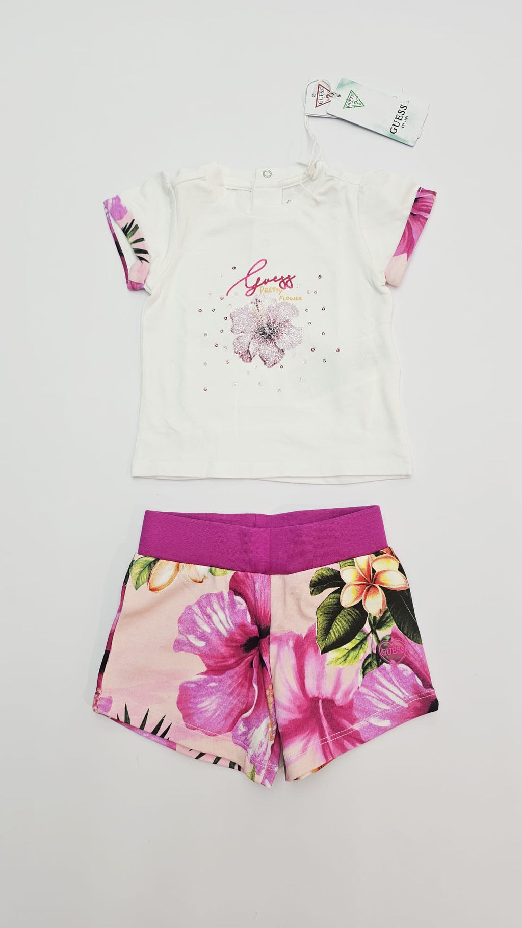AM Kids - Completo con short con fiori guess