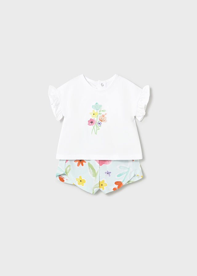 AM Kids - Completo con shorts con fiori