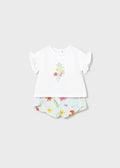 AM Kids - Completo con shorts con fiori