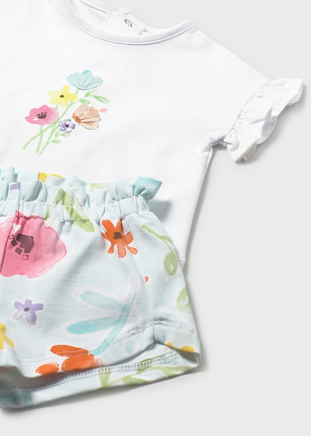 AM Kids - Completo con shorts con fiori