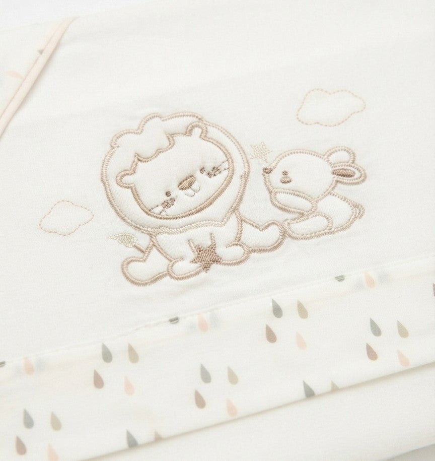 AM Kids - Completo culla con sopra,sotto e federa in cotone con animali