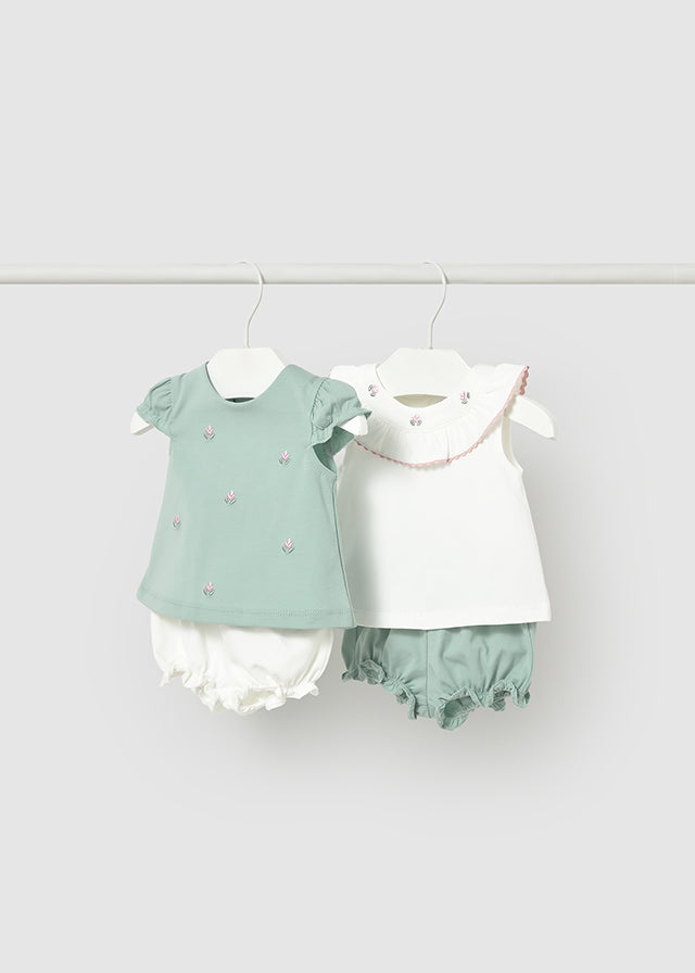 AM Kids - Completo due pezzi corto con fiori