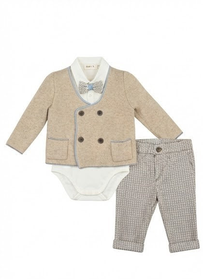 AM Kids - Completo elegante con cardigan,camicia,papillon e pantalone