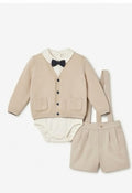 AM Kids - Completo elegante con cardigan,papillon,camicia e salopette