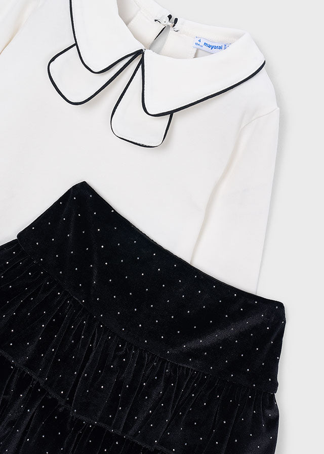 AM Kids - Completo gonna in velluto con strass