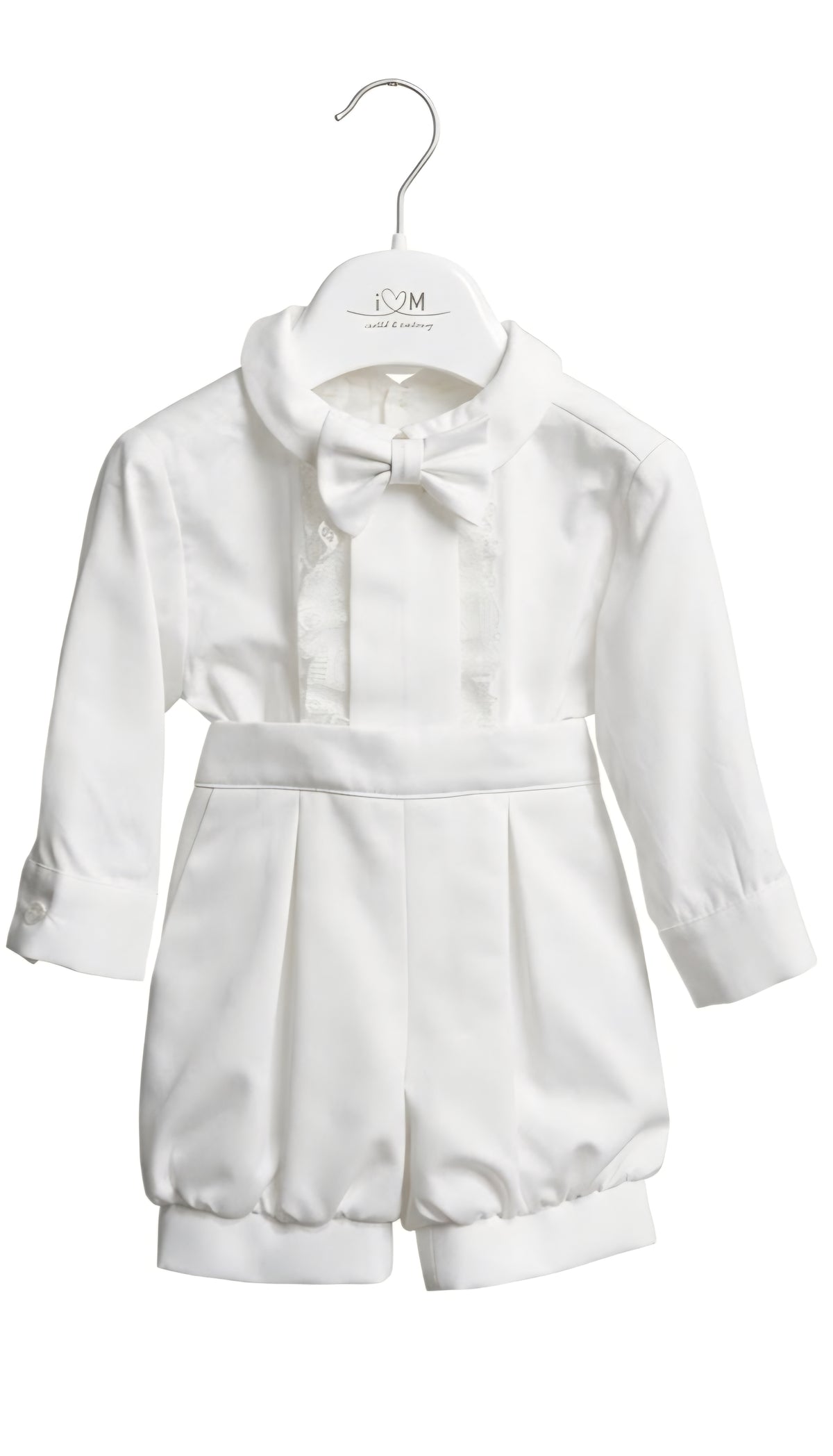 AM Kids - Completo tre pezzi corto in raso battesimale