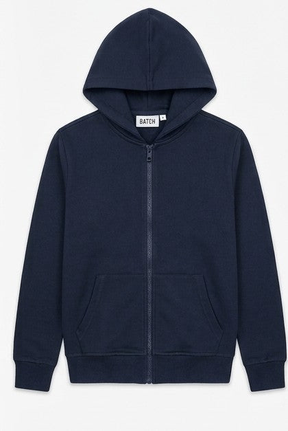 AM Kids - Felpa con zip e cappuccio garzata