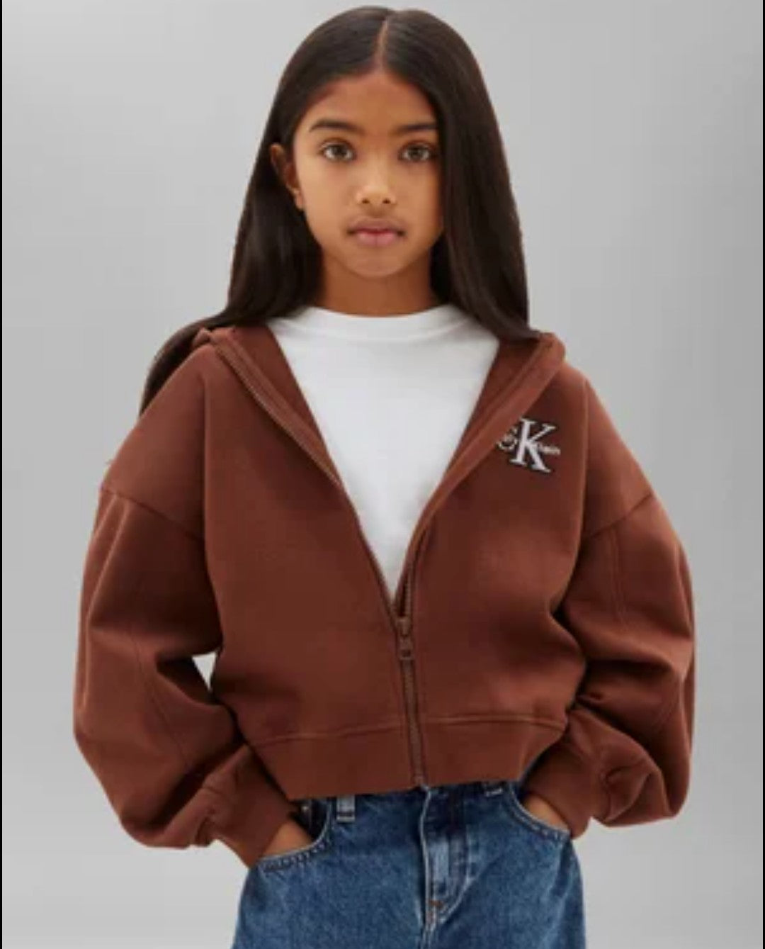 AM Kids - Felpa con zip e cappuccio in cotone garzato