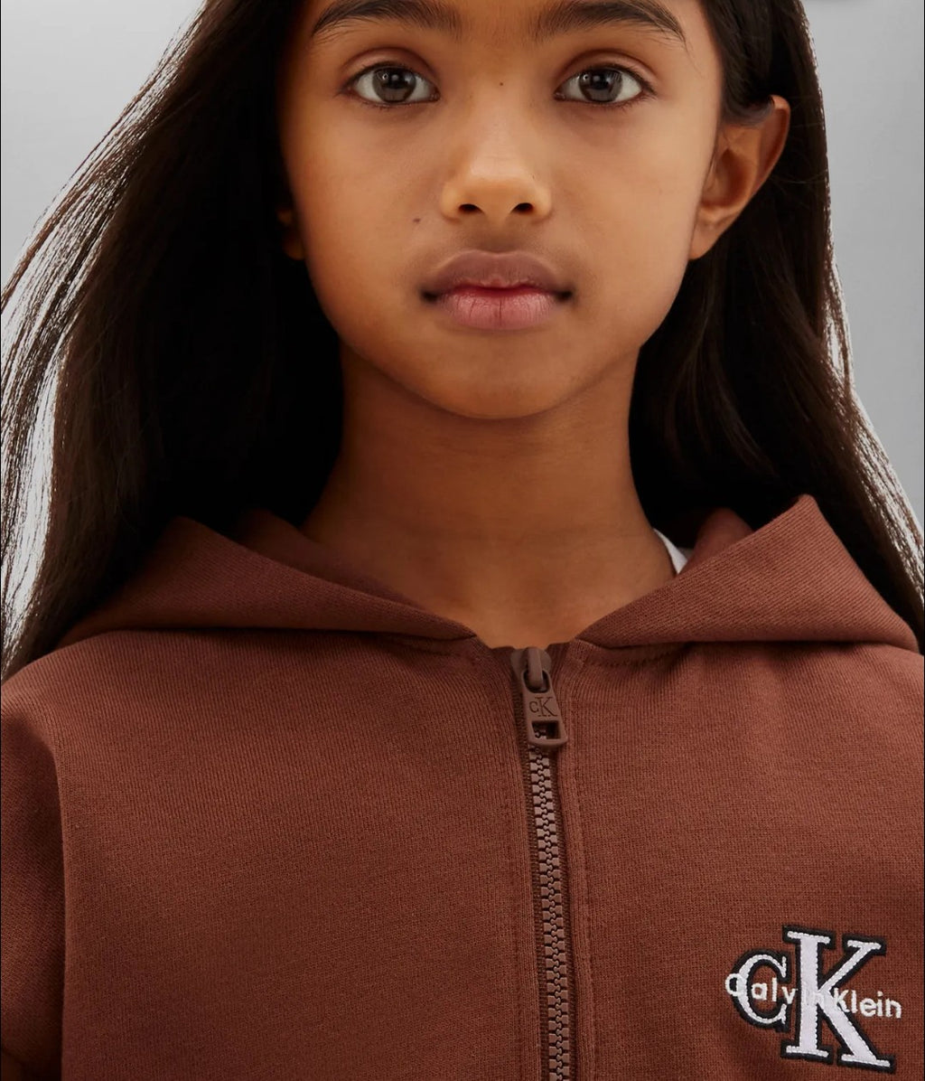 AM Kids - Felpa con zip e cappuccio in cotone garzato