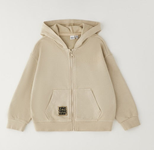 AM Kids - Felpa garzata con zip e cappuccio