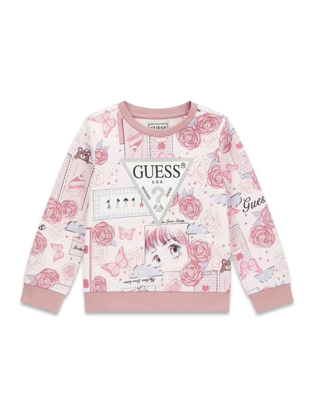 AM Kids - Felpa girocollo garzata con disegni guess
